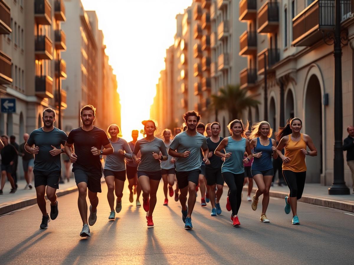 Grupo del running club corriendo por Valencia